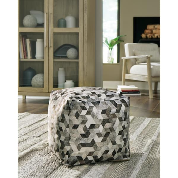 Albermarle Gray/Brown Polyester 18 in. W x 18 in. D x 18 in. H Pouf