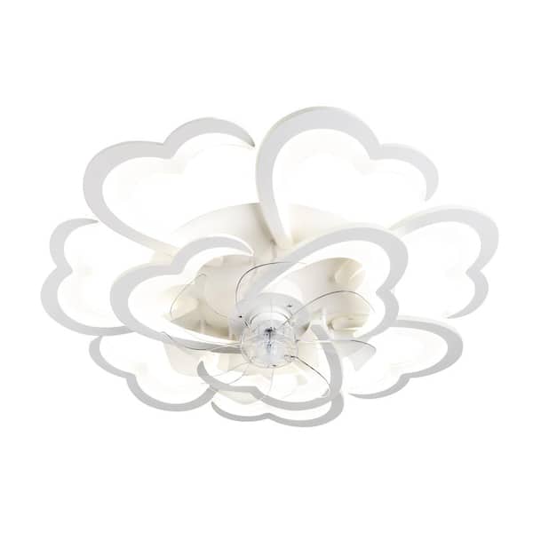29.25 in. Indoor Modern White Modern Recessed Ceiling Fan with Light, Bedroom White LED Ceiling Fan