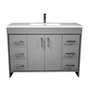 Rio 48 in. W x 19 in D Bath Vanity in Gray with Acrylic Vanity Top in White with White Basin