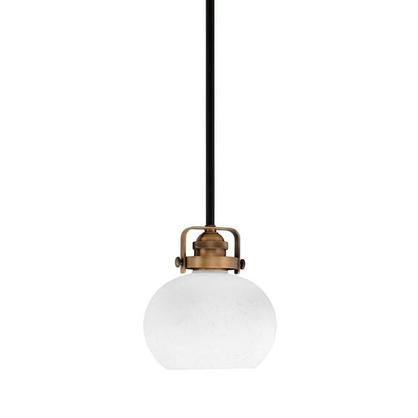 Unbranded Decatur 60-Watt 1-Light Black and Brass Light Mini Pendant with 7 in. White Muslin Glass Shade, No Bulb Included