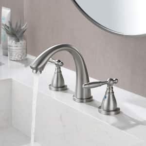 8 in. Widespread Double Handle Bathroom Faucet 3 Holes Brass Sink Laundry Faucets in Brushed Nickel