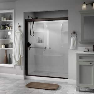 Portman 60 in. x 70 in. Semi-Frameless Traditional Sliding Shower Door in Bronze with Clear Glass