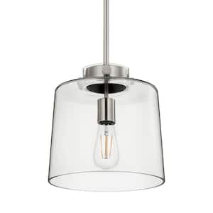 Mullins 10 in. 1-Light Brushed Nickel Pendant Hanging Light, Modern Industrial Kitchen Pendant Lighting