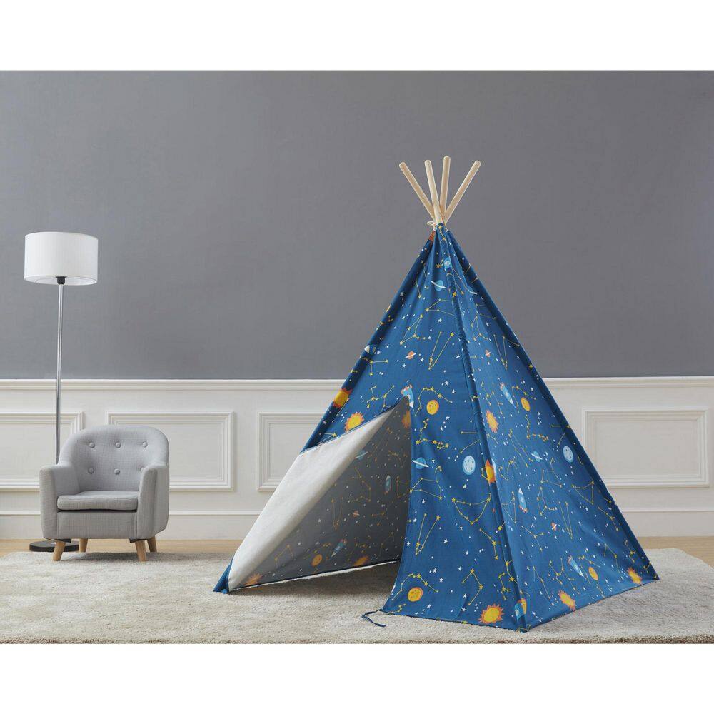 Starry Sky Glow-in-the-Dark Canvas Teepee Tent for Kids