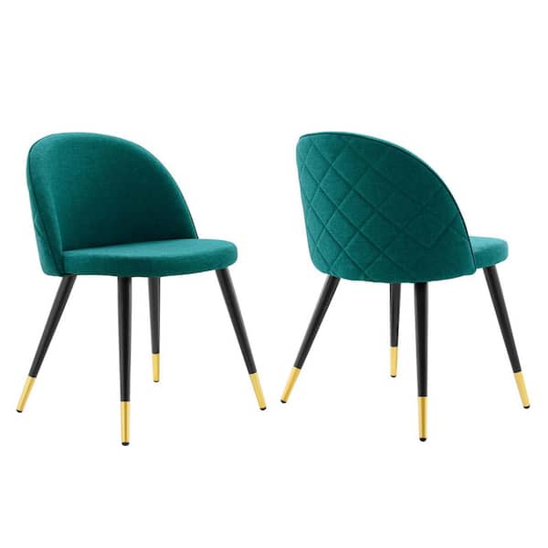 MODWAY Cordial Teal Fabric Upholstery Dense Foam Padding Dining Side Chair (Set of 2)