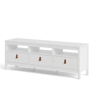 Madrid 60 in. White TV Stand with 3-Storage-Drawers Fits TV's up to 55 in. with Cable Management