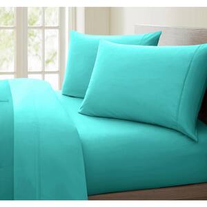 Queen Turquoise Solid 4pc Bed Sheet Set 1000 Thread Count 100% Egyption Cotton 