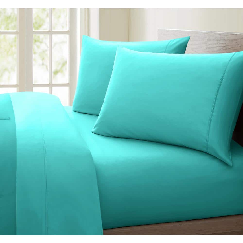Luxurious Collection Aqua 1000-Thread Count 100% Cotton King Sheet Set