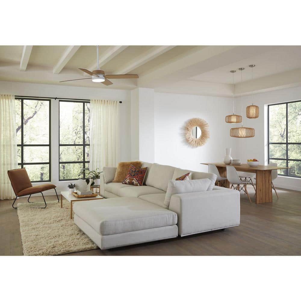 Shaffer II 56" Satin White LED Ceiling Fan with Jute Rope