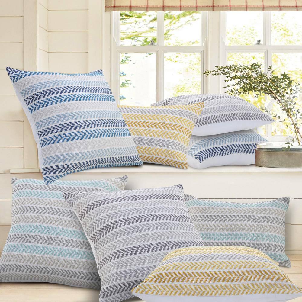 Gray Chevron Cotton Square Throw Pillow 18" x 18"