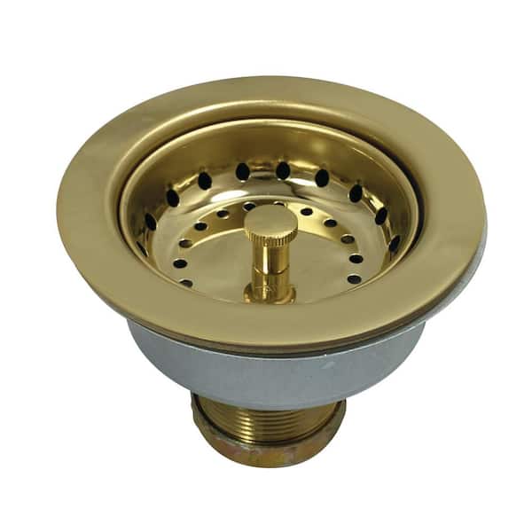 Kingston Brass Tacoma 4-1/2 in. Snap-N-Tite Stainless Steel Basket Strainer in Polished Brass