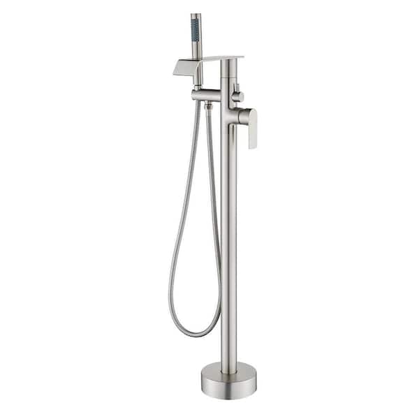 UKISHIRO Single-Handle Freestanding Tub Faucet with Hand Shower in. Brushed Nickel