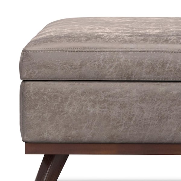 AUBERGE BROWN 25AW　サイズ40 OXFORD GRAY Simpli Home Owen 40 in. Wide Vegan Leather XL Square Coffee Table