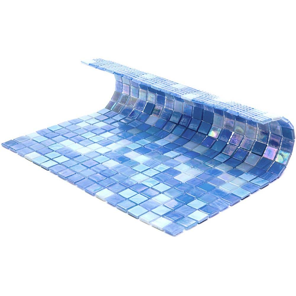 Sky Blue Iridescent Glass Mosaic Wall and Floor Tile