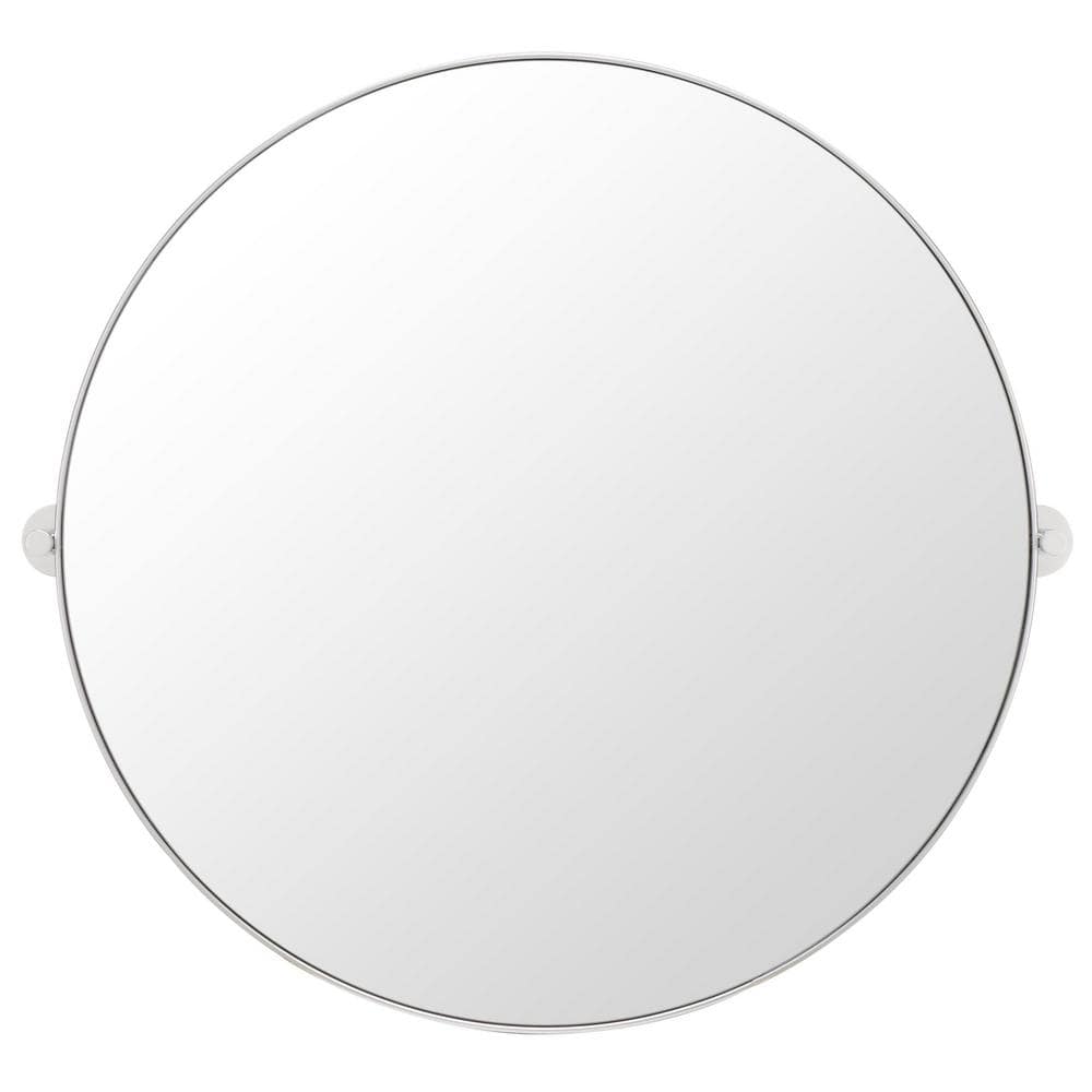Eldia 36" Round Silver Polished Wood Frame Mirror