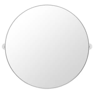 Eldia 36 in. W x 36 in. H Iron Round Modern Silver Solid Frame Wall Mirror