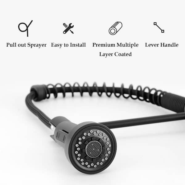 Single Handle 16 in. 360° Spout Swivel Pull Down Sprayer Kitchen Faucet with Advanced Spray in Matte Black