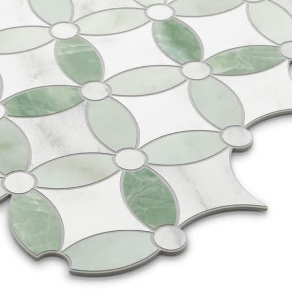 Green Coin Waterjet 11.2 in. x 11.2 in. x 0.12 in. SPC Peel and Stick Backsplash Wall Tile (10-Pack, 8.84 sq.ft./Case)