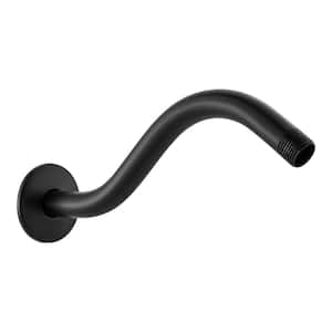 9 in. Curved Shower Arm with Flange, Matte Black
