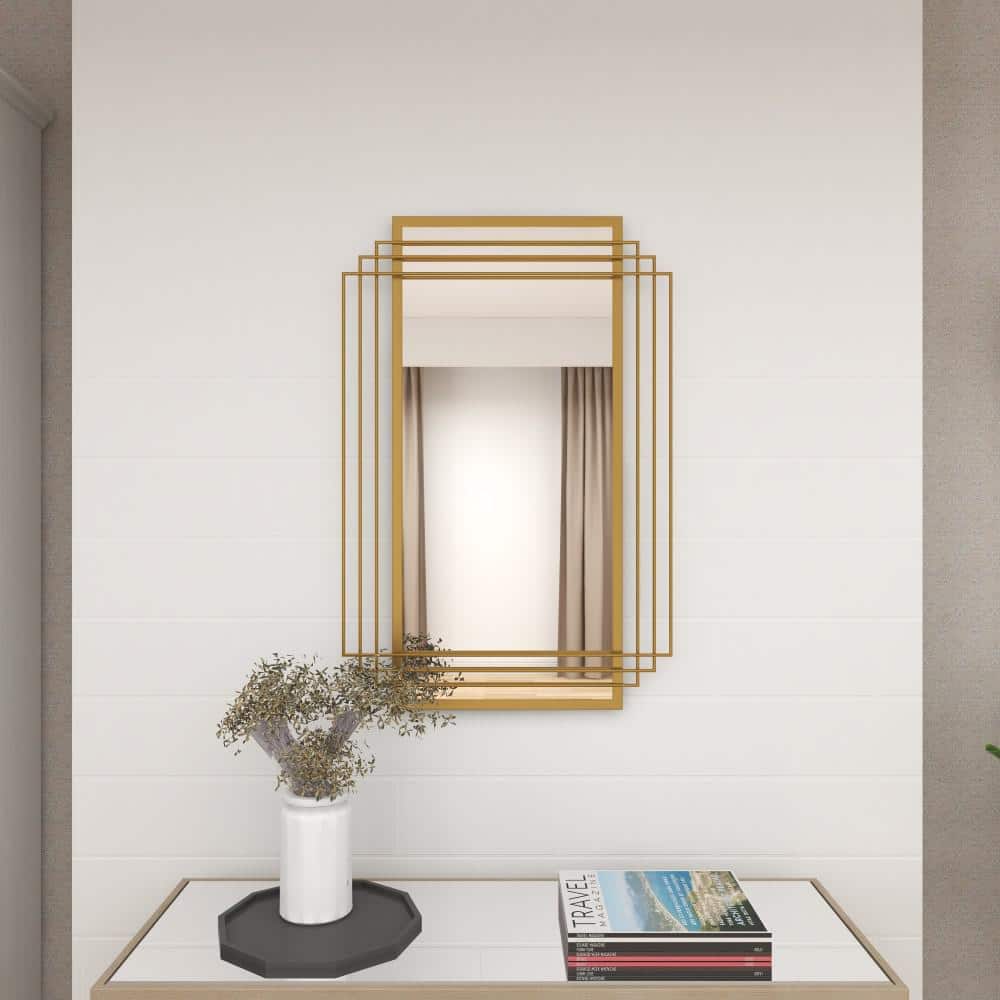 Elegant Rectangular Wood and Gold Dresser Wall Mirror 24" x 36"