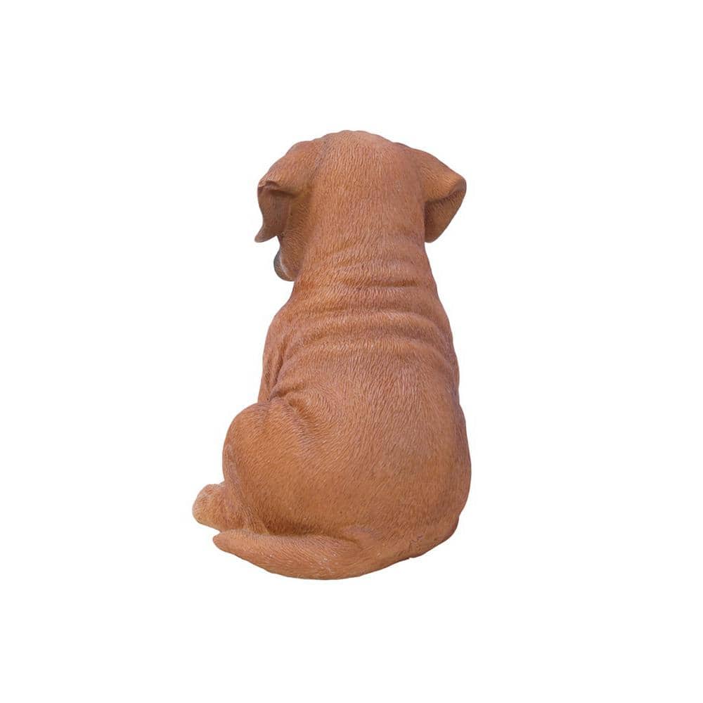 Adorable Brown and White Resin Boxer Puppy Statue