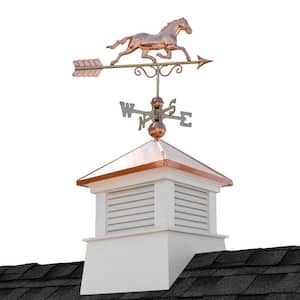 Manchester 18 in. x 18 in. x 46 in. Square Vinyl Cupola with Horse Weathervane