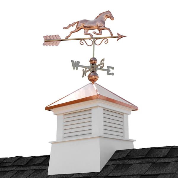 Good Directions Manchester 18 in. x 18 in. x 46 in. Square Vinyl Cupola with Horse Weathervane