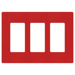 Claro 3 Gang Wall Plate for Decorator/Rocker Switches, Satin, Signal Red (SC-3-SR) (1-Pack)