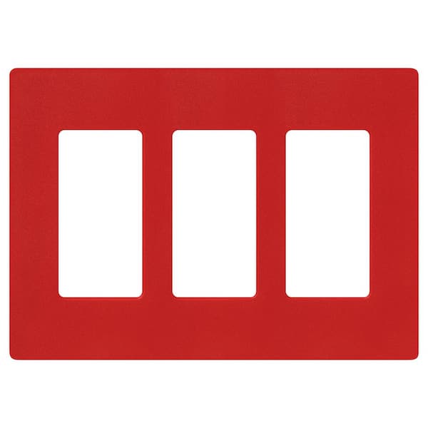 Lutron Claro 3 Gang Wall Plate for Decorator/Rocker Switches, Satin, Signal Red (SC-3-SR) (1-Pack)