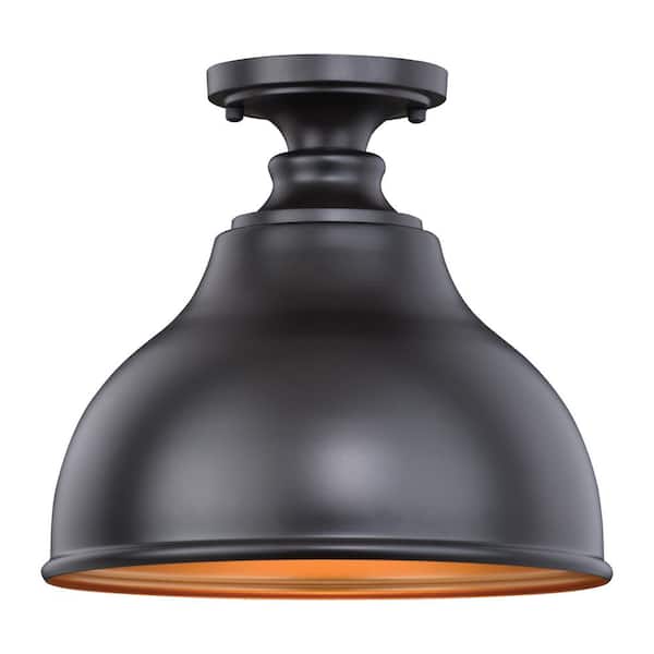 Delano Bronze Gold Farmhouse Barn Dome Outdoor Flush Mount 1-Light Ceiling Light
