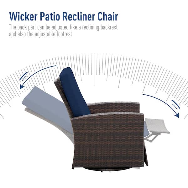 Dropship Outdoor Patio Rattan Wicker Swivel Recliner Chair; Adjustable Reclining  Chair 360° Rotating With Water Resistant Cushions to Sell Online at a Lower  Price