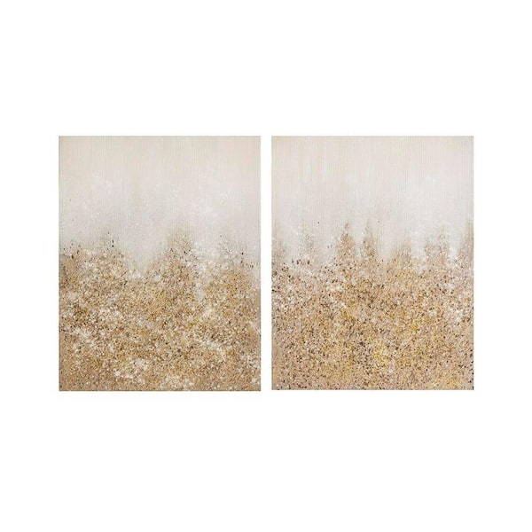 Contemporary Sunburst Unframed Gold Hand Painted Dimensional Resin