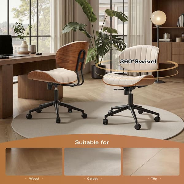 Allwex Cro PU Leather Swivel Ergonomic Armless Office Task Chair