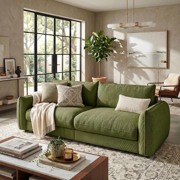 Spruce & Spring Ayla 90.55 in. Flared Arm 2-Piece Fabric Rectangle