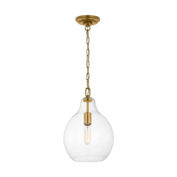 Generation Lighting - Magnus Large 1-Light Burnished Brass Pendant Light with Clear Glass Shade