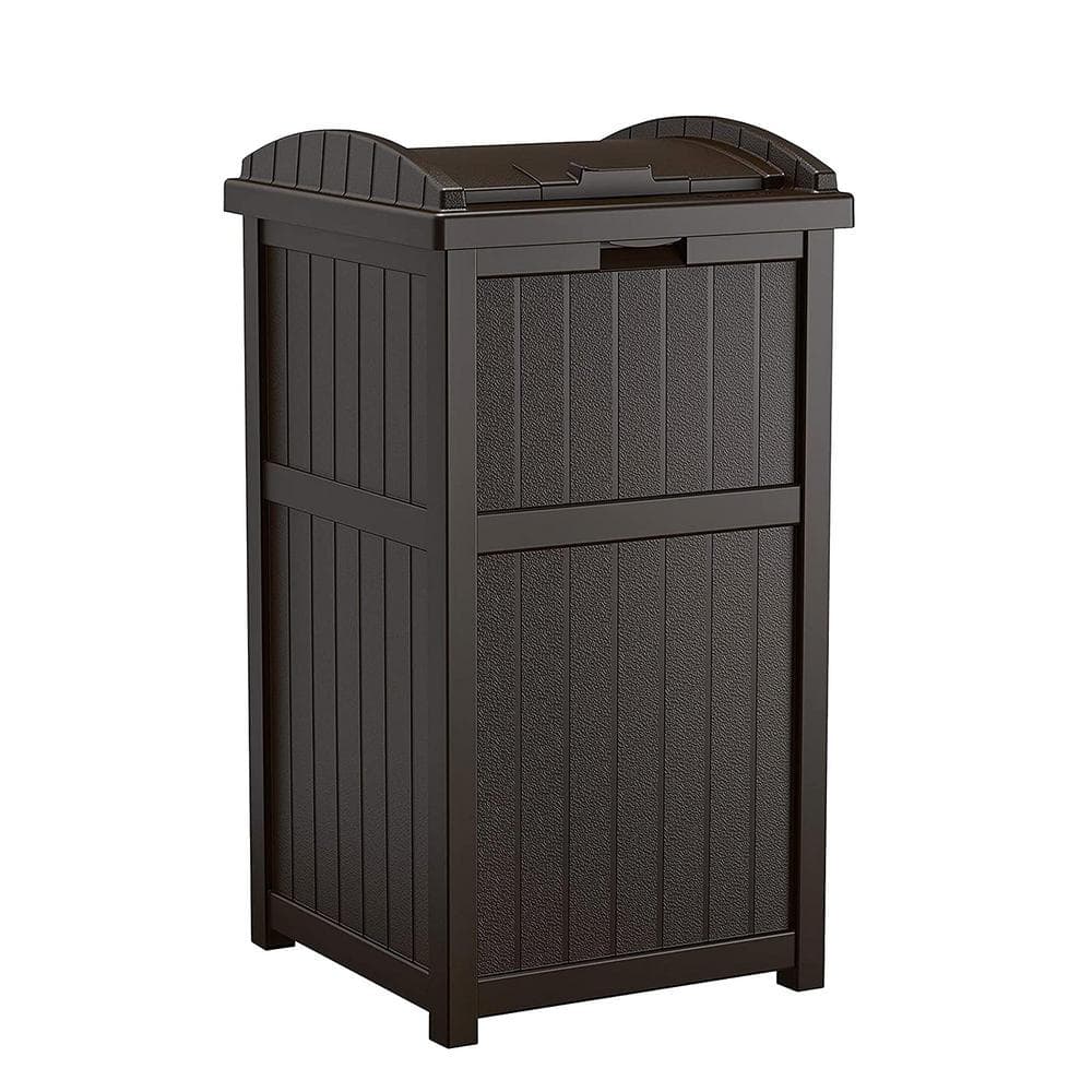 30 gal. Brown Polypropylene Large Outdoor Trash Can, Suitable for Backyard Custody, Terrace and Kitchen