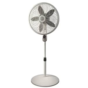 Elegance and Performance Adjustable-Height 18 in. 3 Speed White Oscillating Pedestal Fan with Timer and Remote Control