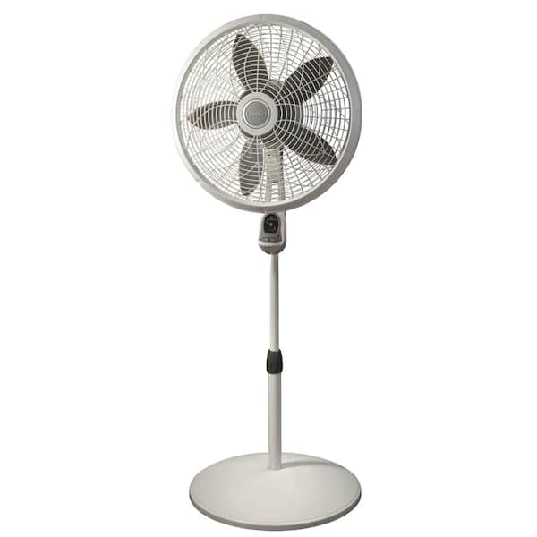 Lasko Elegance and Performance Adjustable-Height 18 in. 3 Speed White Oscillating Pedestal Fan with Timer and Remote Control