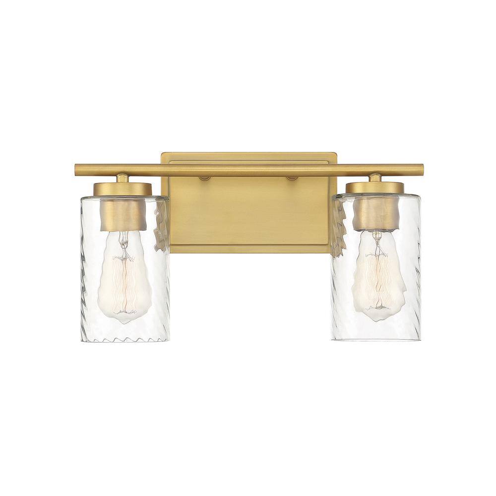 15 in. W x 8.26 in. H 2-Light Natural Brass Bathroom Vanity Light with Clear Cylinder Glass Shades price history on PriceWatchPro
