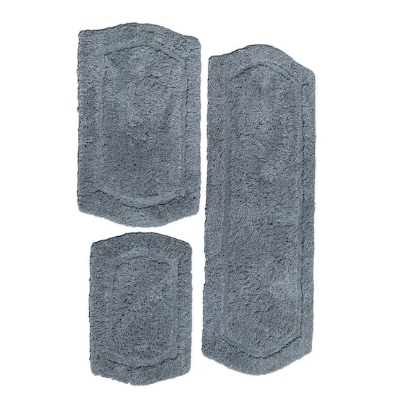 Chesapeake Paradise Memory Foam Charcoal 3-Pieces Bath Rug Set (22 in. x 60 in. & 21 in. x 34 in. & 17 in. x24 in.)
