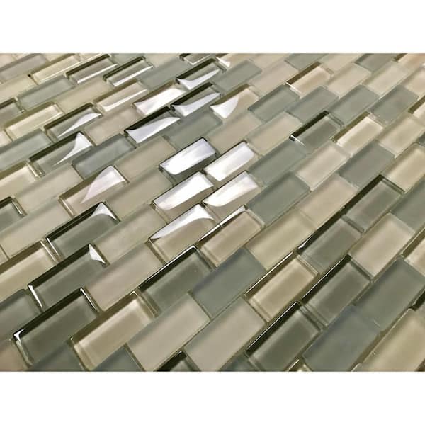 Midcentury Beige 12 in. X 12 in. Multi Finish Glass Wall And Pool Mosaic Tile (15 sq.ft./Case)