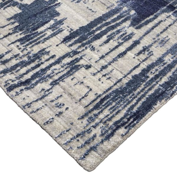 9 ft. x 12 ft. Blue, Ivory Abstract Area Rug