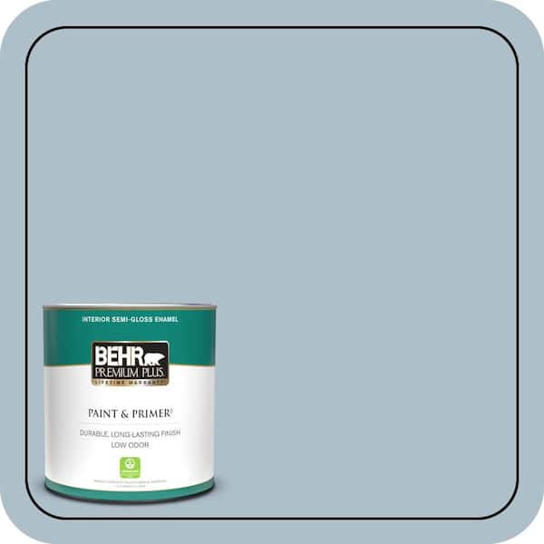 BEHR PREMIUM PLUS 1 qt. #570E-3 Liberty Gray Semi-Gloss Enamel Low Odor Interior Paint & Primer