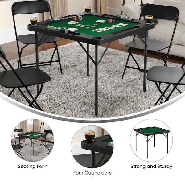 Carnegy Avenue Silas Classic 34.5 in. L Square 4-Player Black Top