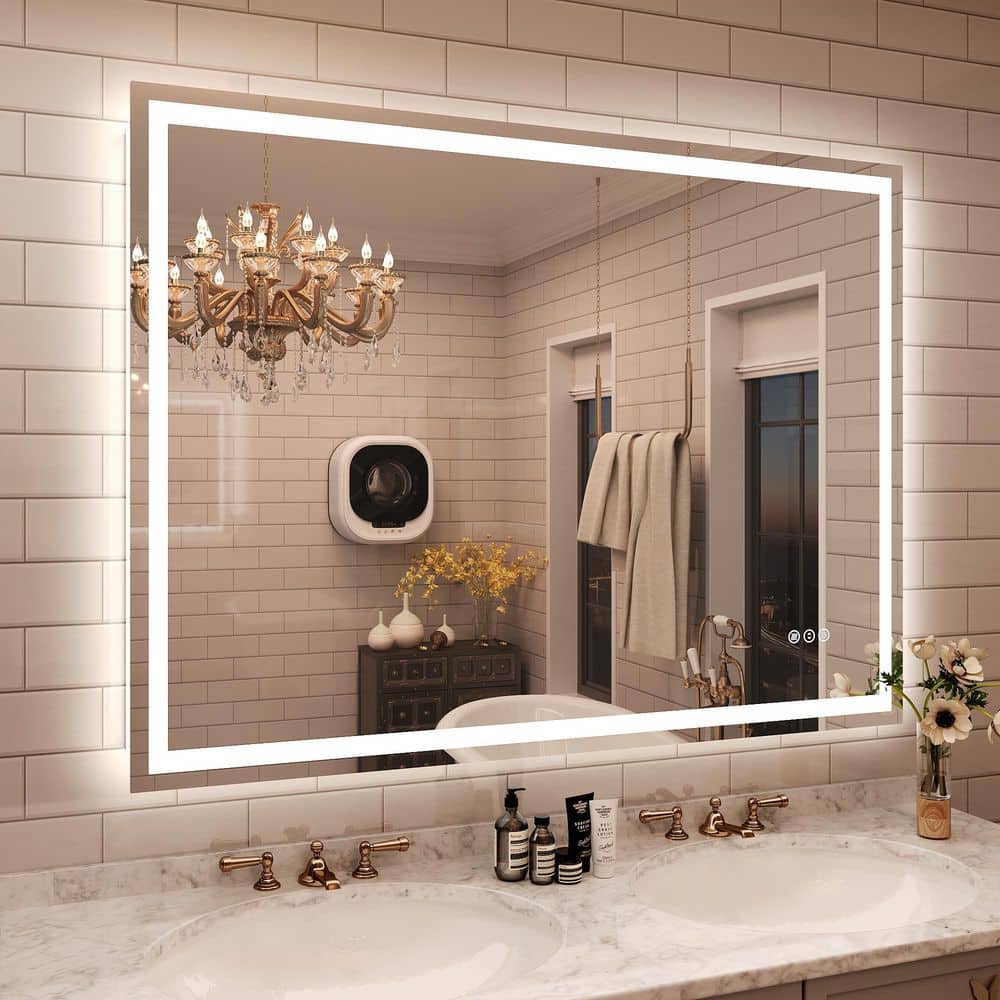 48 in. W x 36 in. H Rectangular Frameless Front Back Lighted Anti-Fog Wall Bathroom Vanity Mirror, Tempered Glass, ETL price history on PriceWatchPro