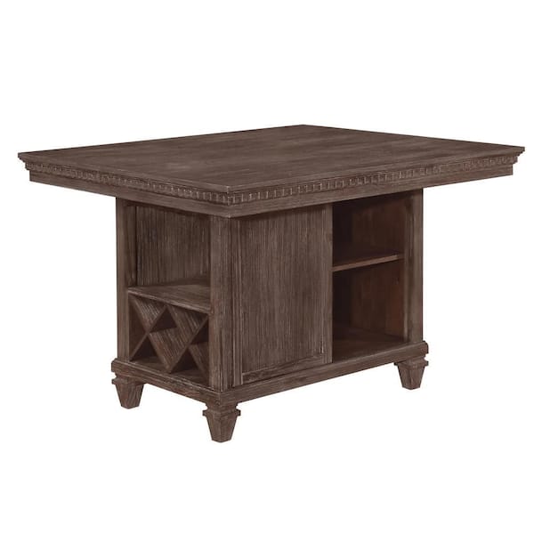 Benjara Edward Brown Wood Rectangle 54 in. 4 Legs Base Dining Table Seats 4