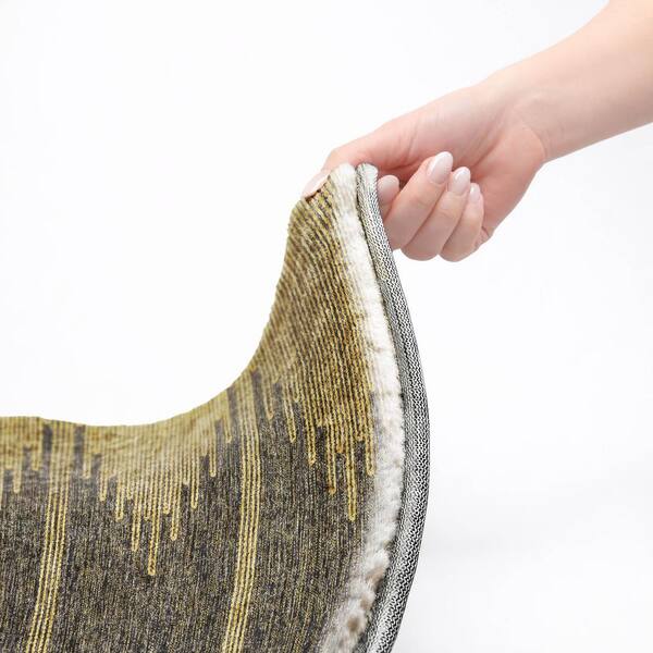 Dream Shag Premium Machine Washable Abstract ADS647 Graphite 8 ft. x 8 ft. Round Rug
