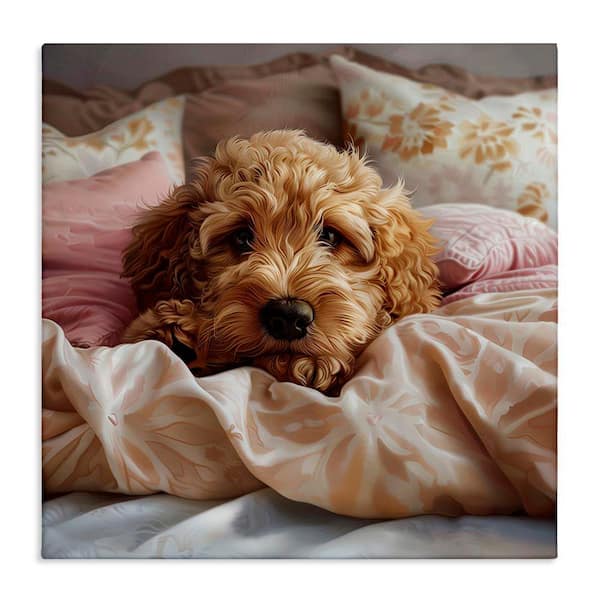 Stupell Industries Nap Time Cuddling Pup by Jim Baldwin Unframed Animal Graphic Art Print 30 in. x 30 in.