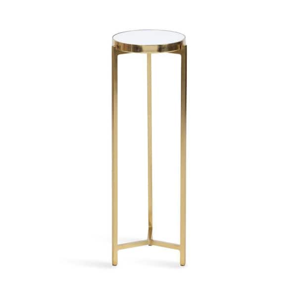 Kate and Laurel Aguilar 9.00 in. Gold Round Glass End Table