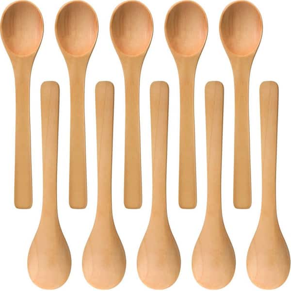 30 Piece Light Brown Mini Wooden Serving Spoon Set Essential Kitchen Accessory for Coffee Tea Sugar Seasoning